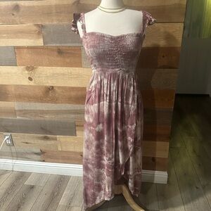 Tiare Hawaii Mauve Tie-Dye High Low Dress